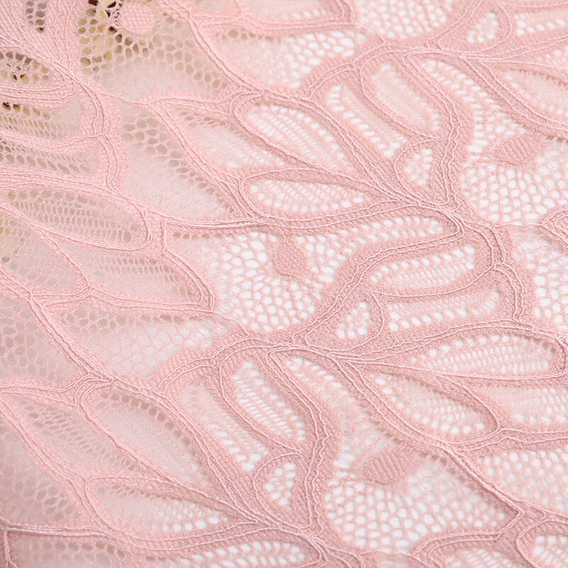 Lace Fabric Leaf Pink Nylon Warp Knit for Women's Wear Wholesale Suppl 4